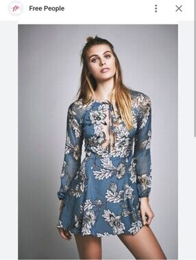 For Love & Lemons + Free People Collab "Sierra Mini Dress" 100% Silk Size XSmall